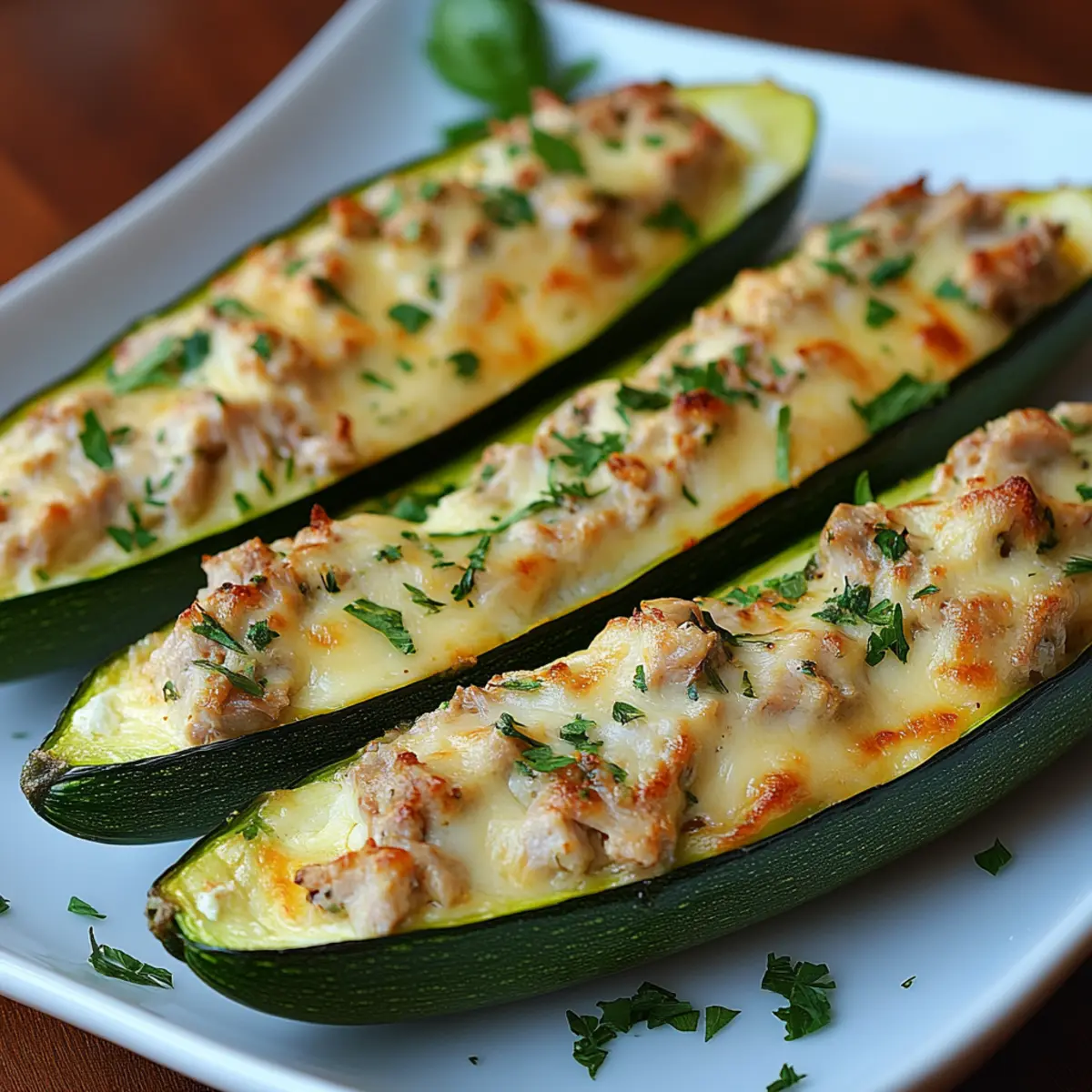 Low-Carb Tuna Melt Zucchini Boats