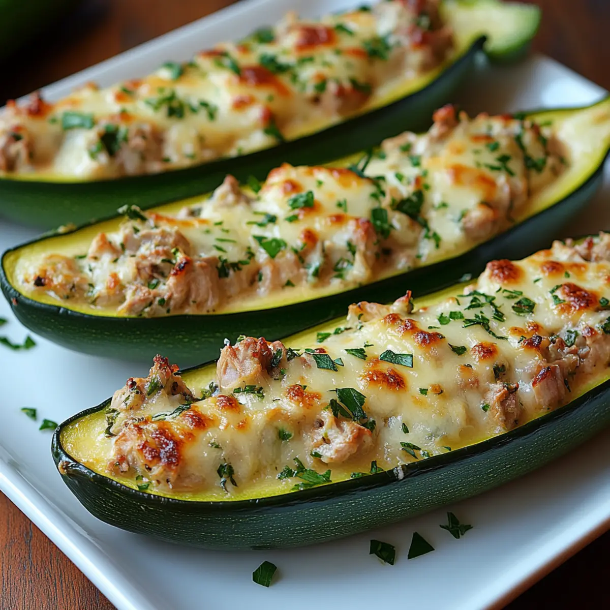 Low-Carb Tuna Melt Zucchini Boats
