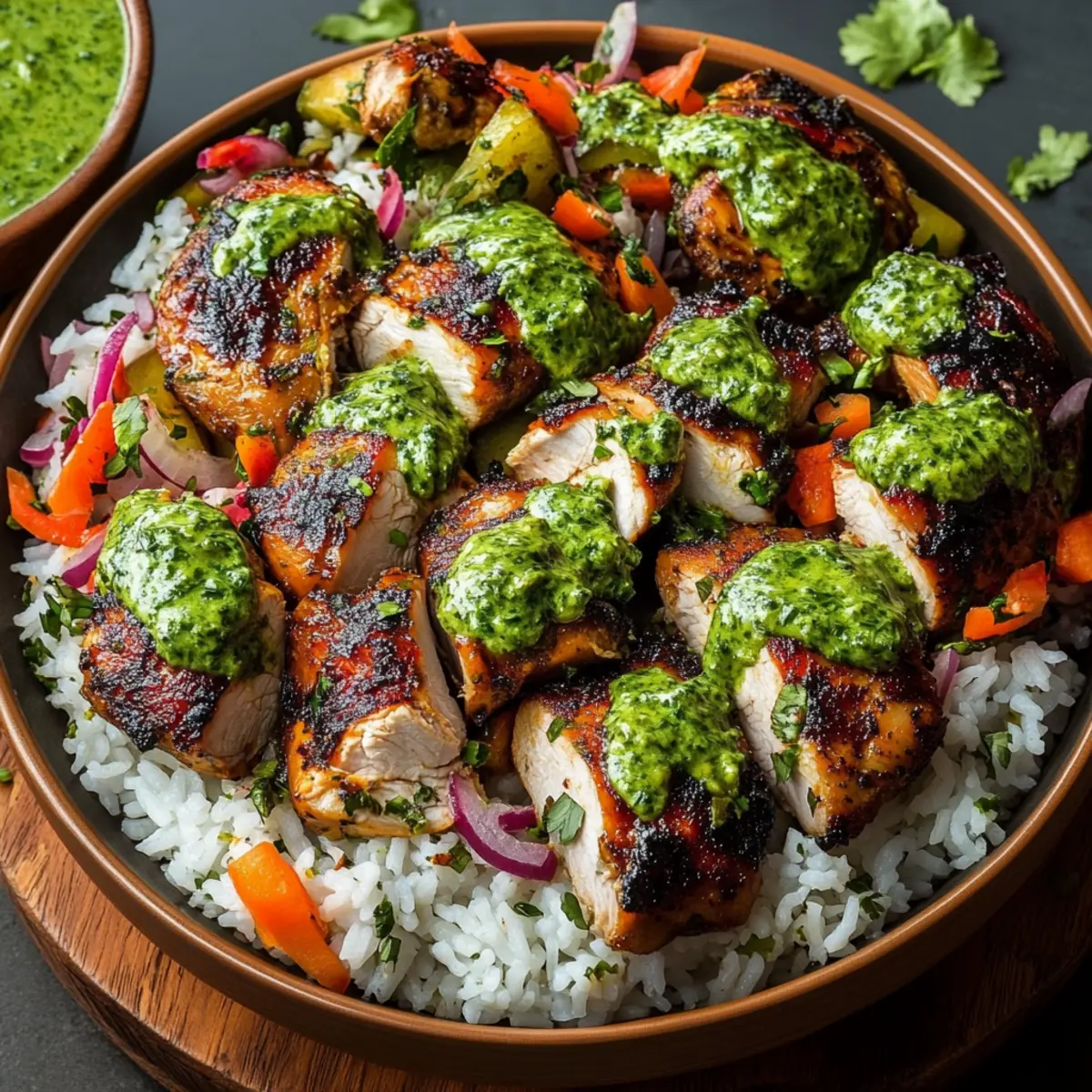Peruvian Chicken and Rice with Green Sauce