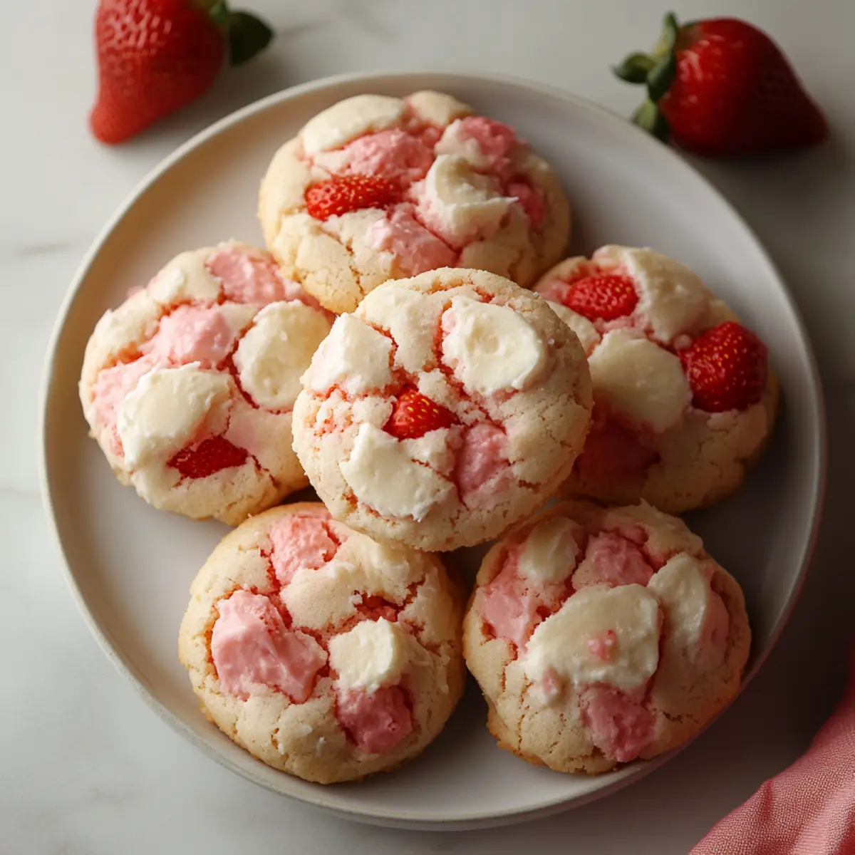 Soft Strawberry Cheesecake Cookies