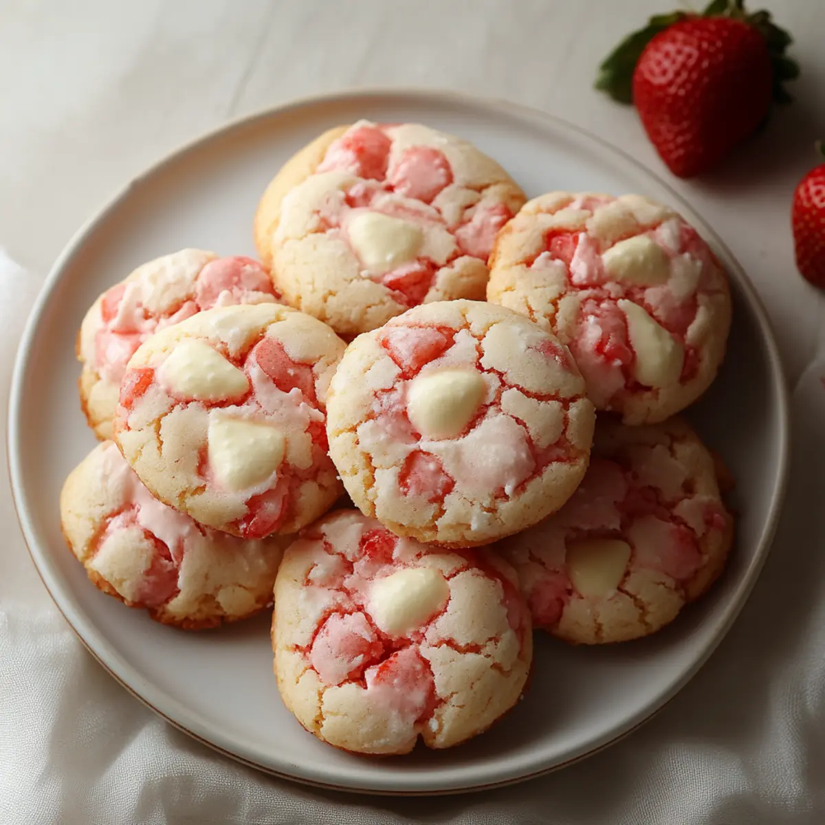 Soft Strawberry Cheesecake Cookies
