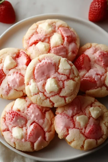 Soft Strawberry Cheesecake Cookies