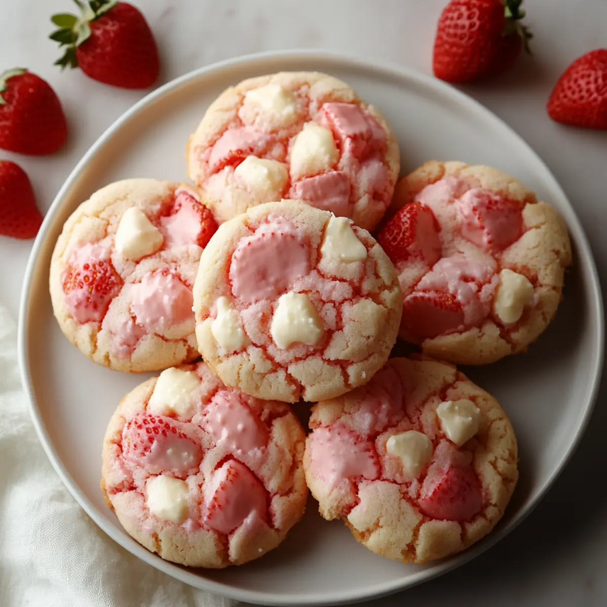 Soft Strawberry Cheesecake Cookies