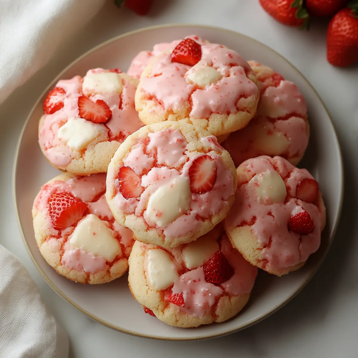 Soft Strawberry Cheesecake Cookies