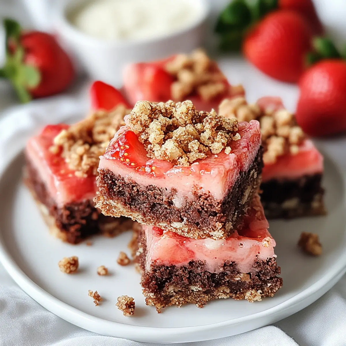 Strawberry Crunch Brownie Bars