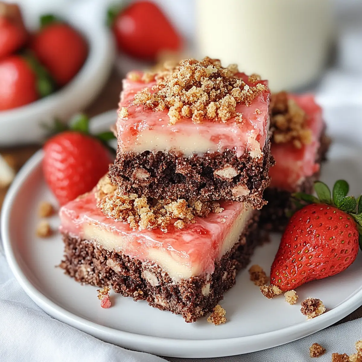 Strawberry Crunch Brownie Bars