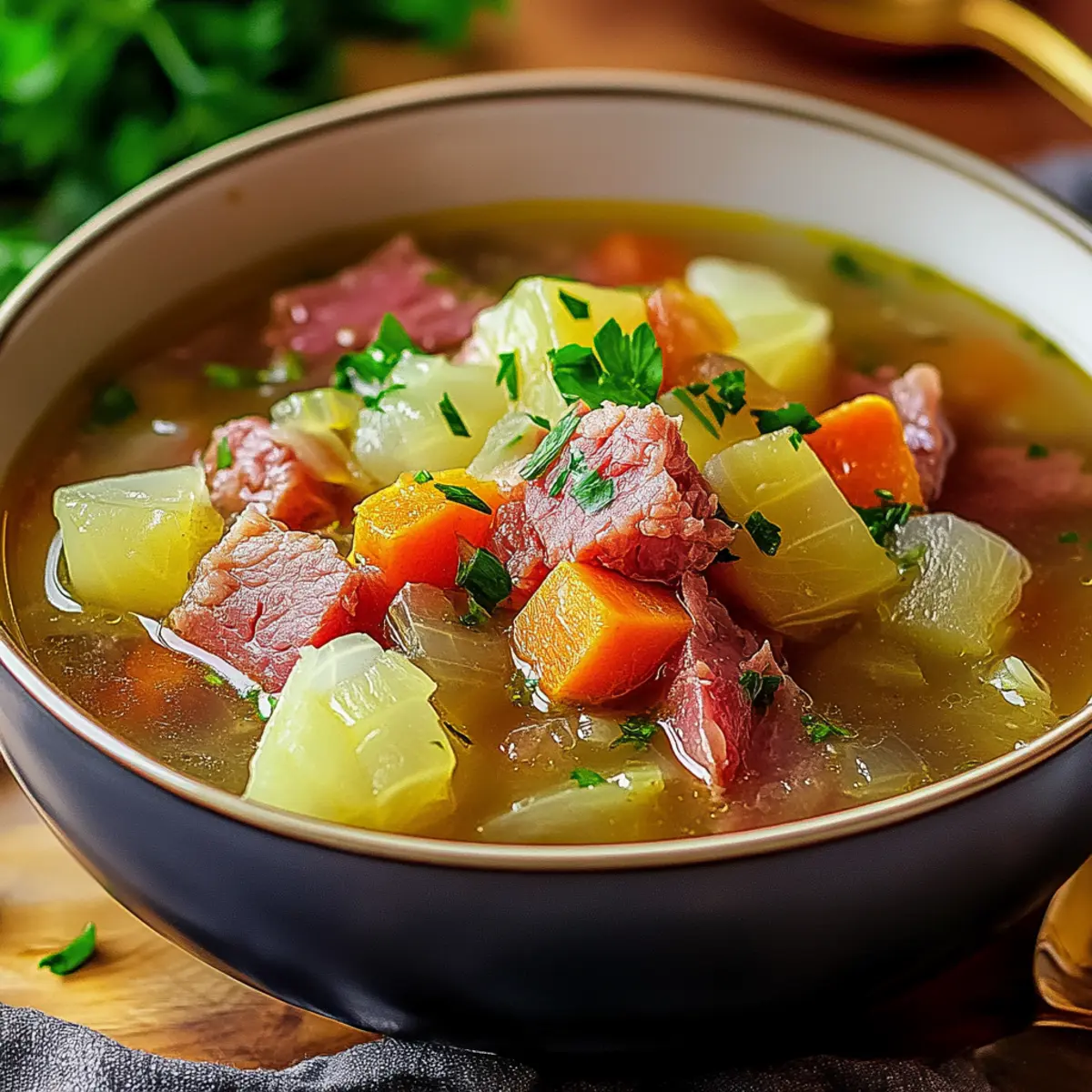 Cozy Corned Beef and Cabbage Soup
