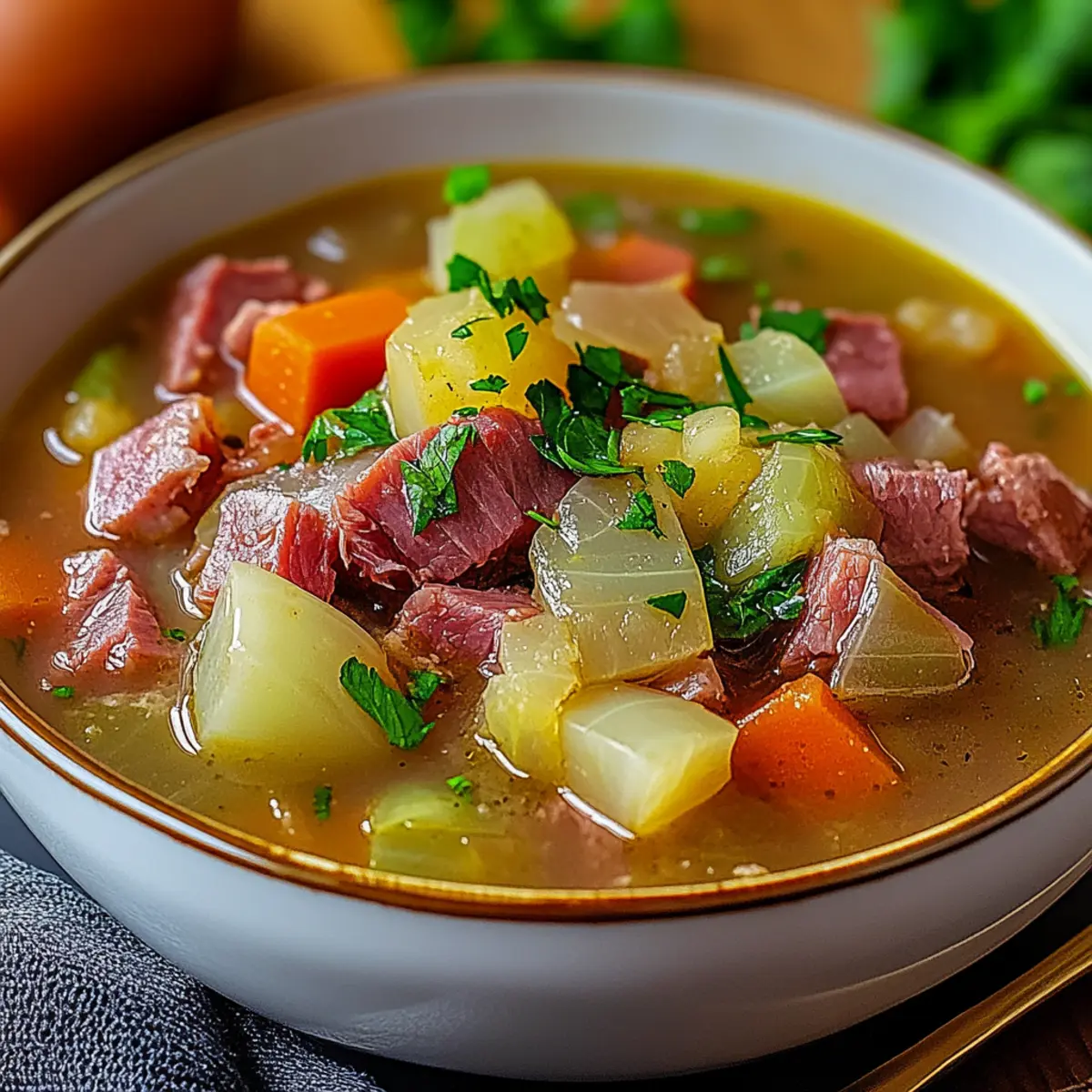 Cozy Corned Beef and Cabbage Soup