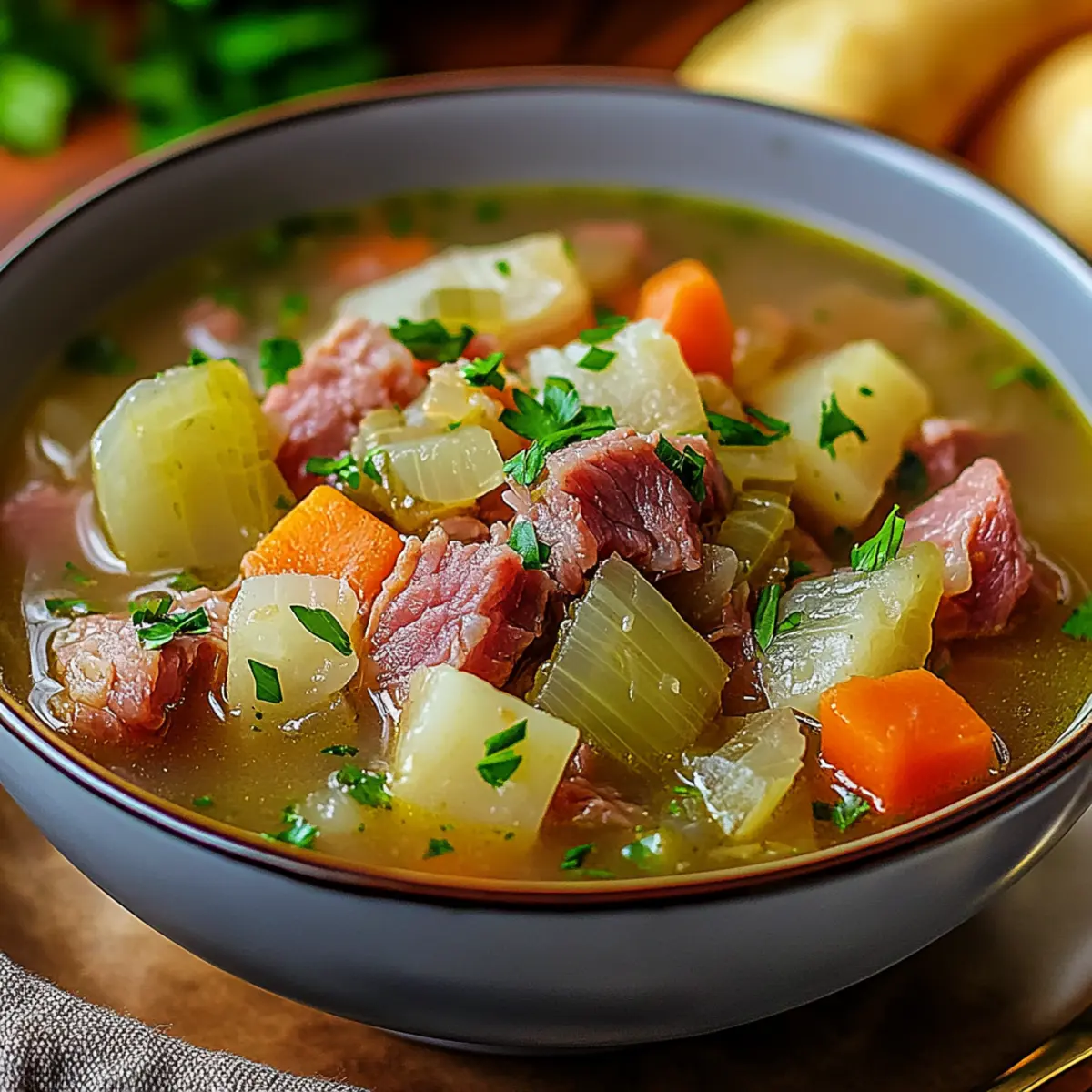 Cozy Corned Beef and Cabbage Soup