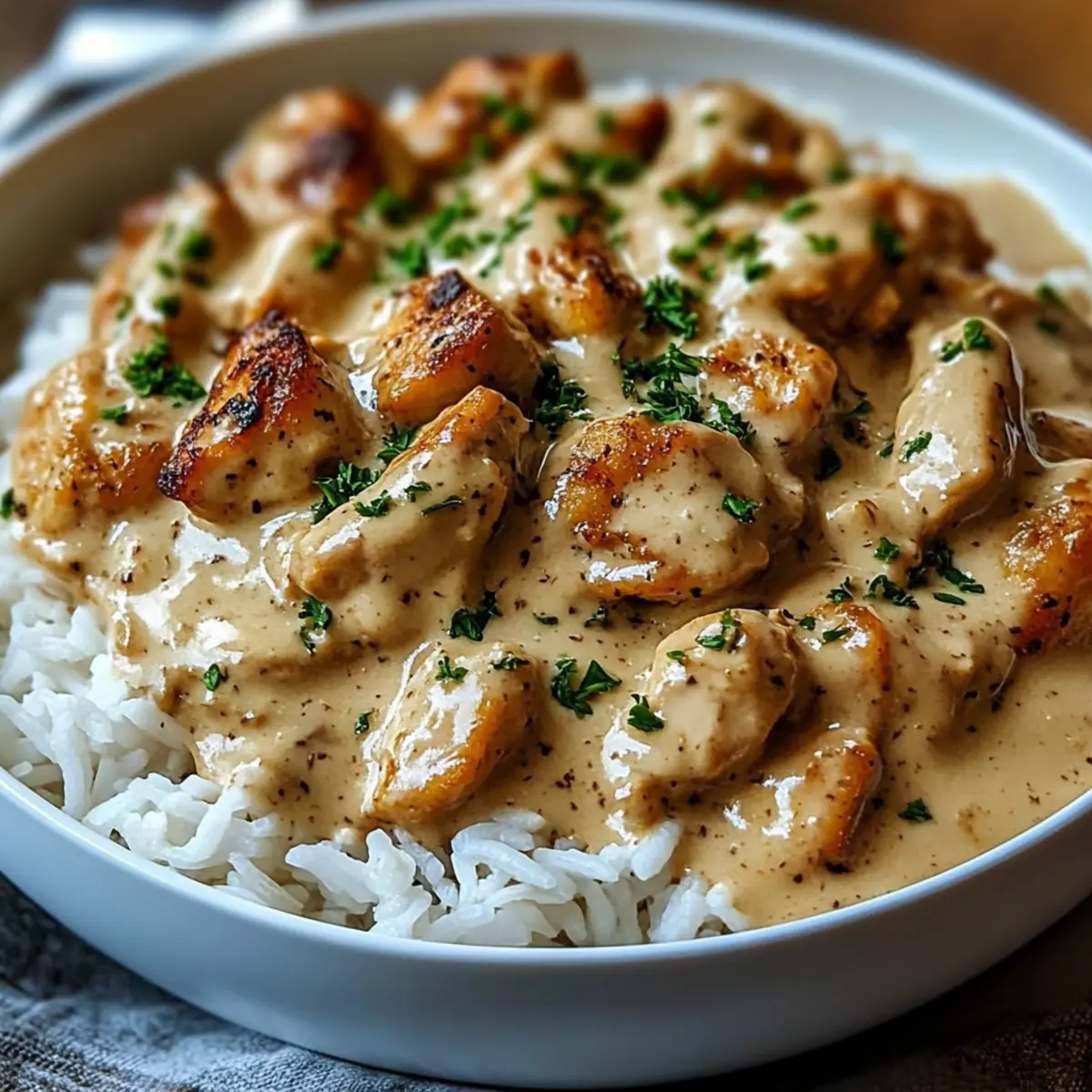 Creamy Smothered Chicken Rice