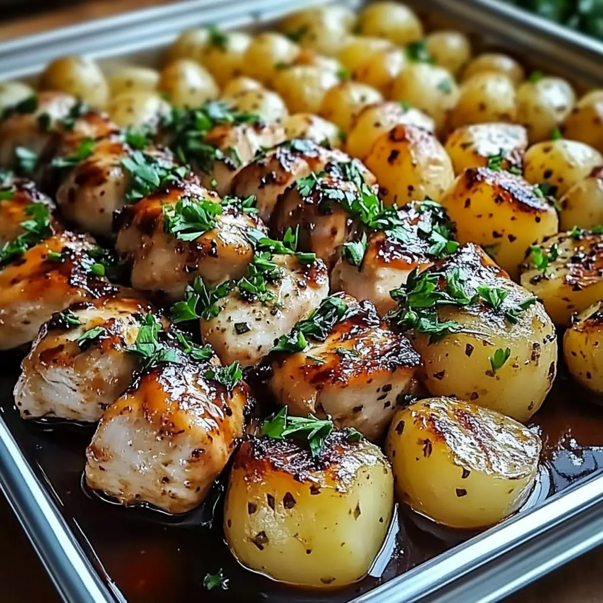Honey BBQ Chicken Creamy Garlic Parmesan Potatoes