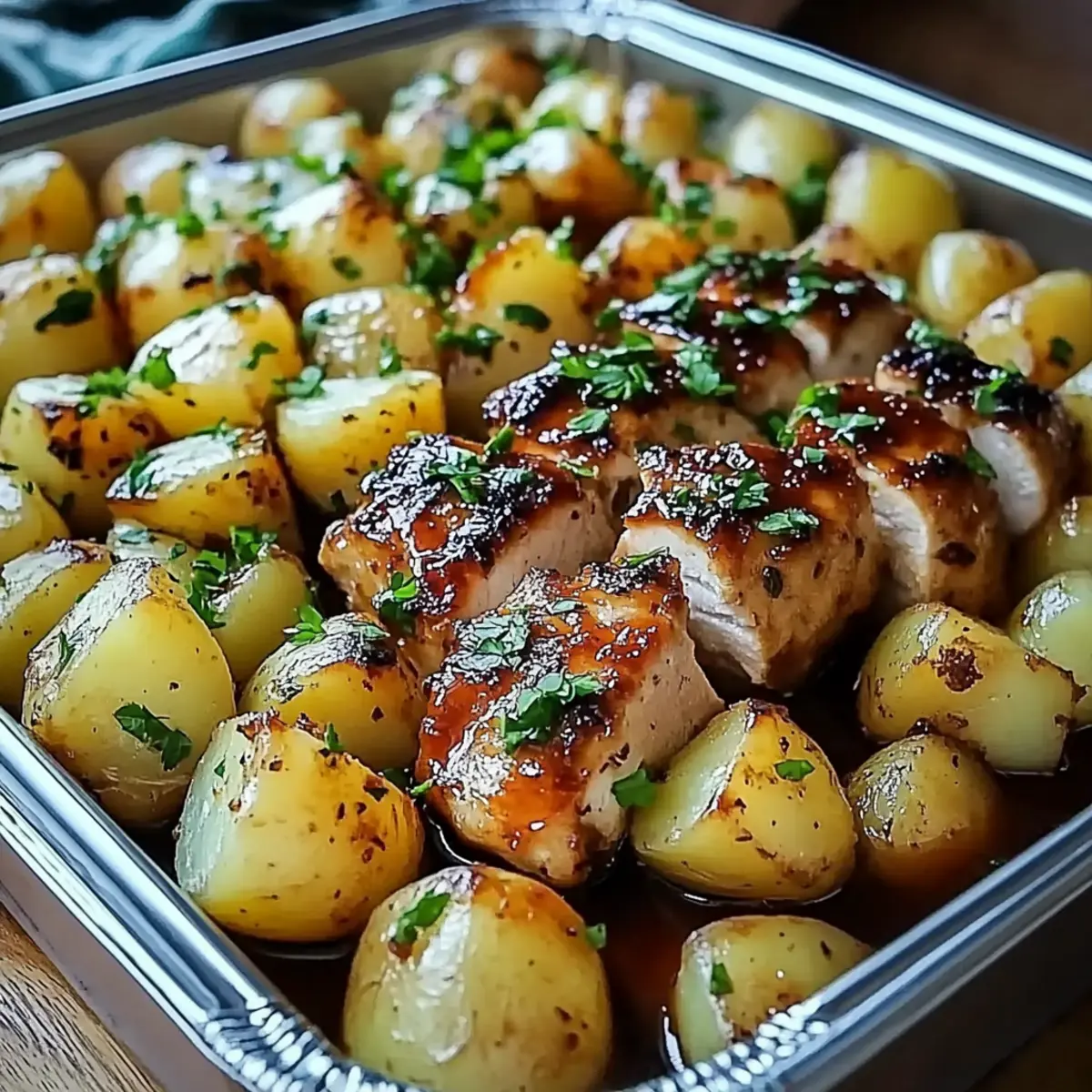 Honey BBQ Chicken Creamy Garlic Parmesan Potatoes