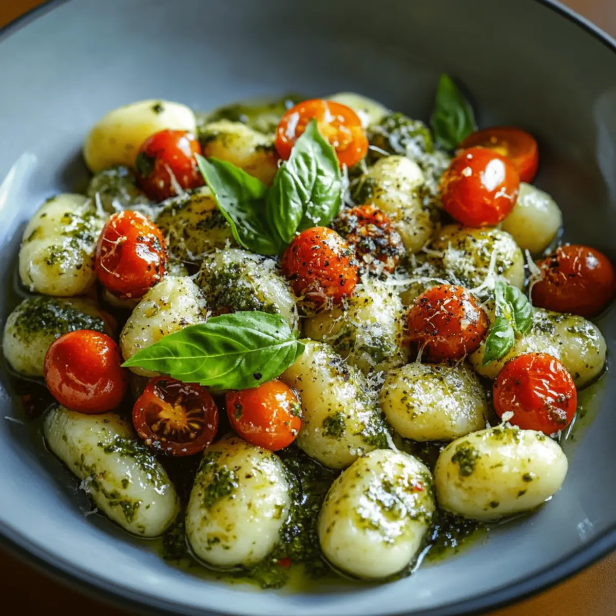 Pesto Gnocchi with Cherry Tomatoes