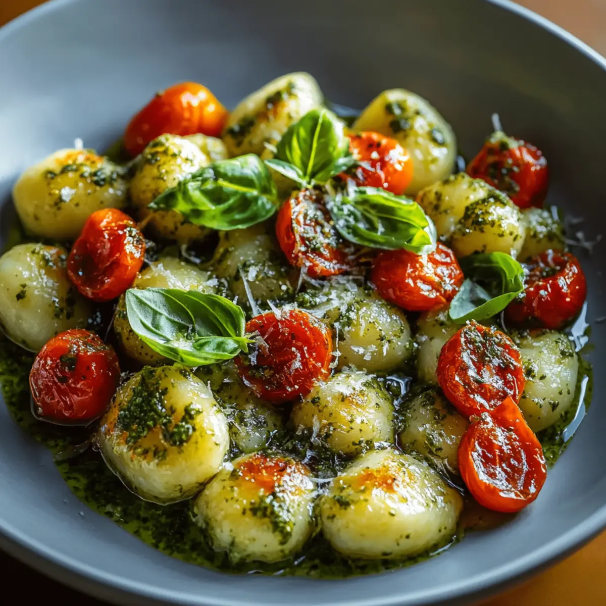 Pesto Gnocchi with Cherry Tomatoes