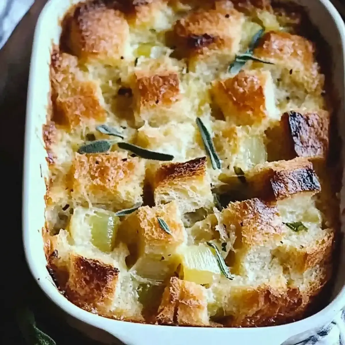 Rustic Artichoke Leek Bread Pudding