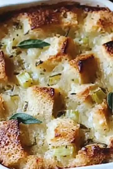 Rustic Artichoke Leek Bread Pudding