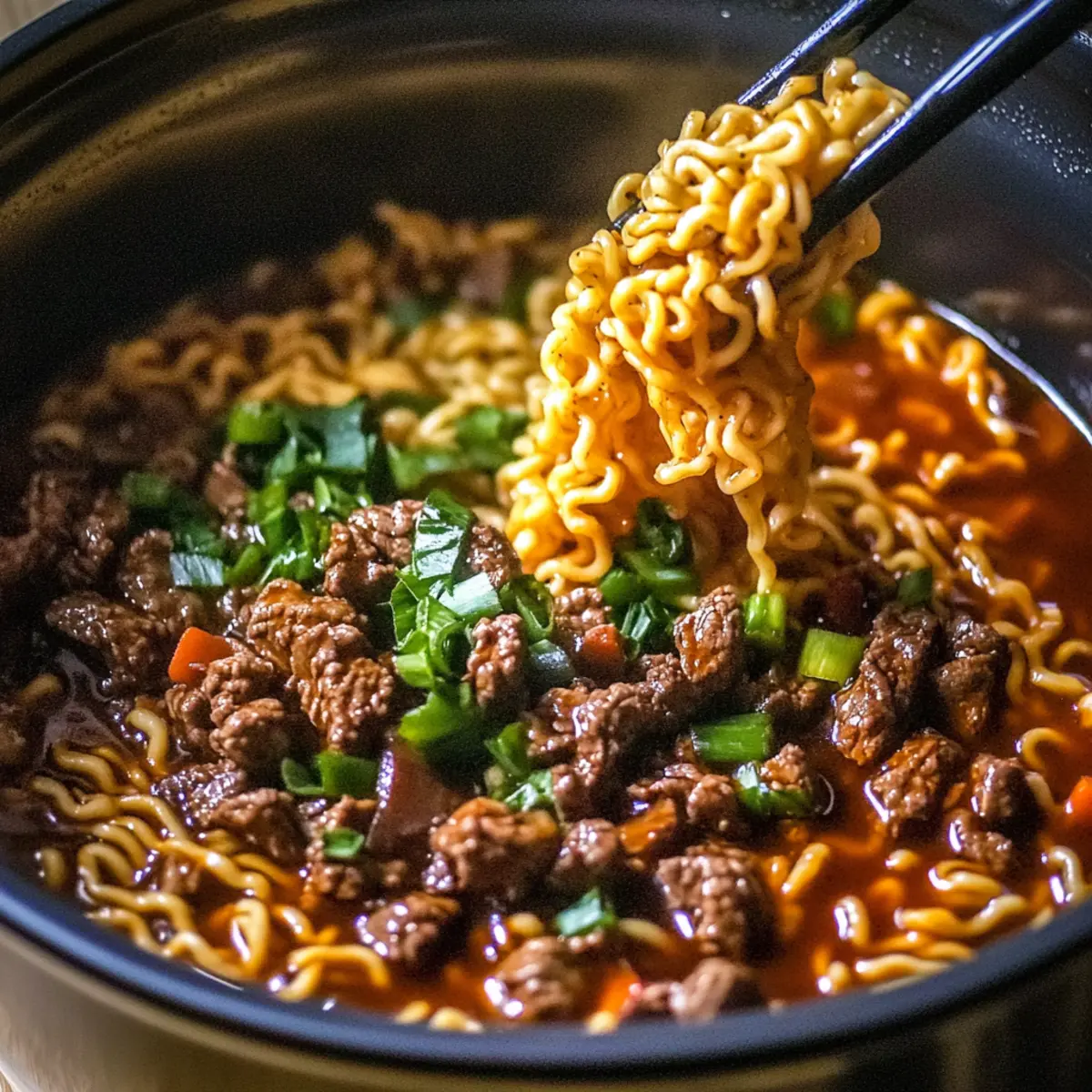 Slow Cooker Beef Ramen Noodles