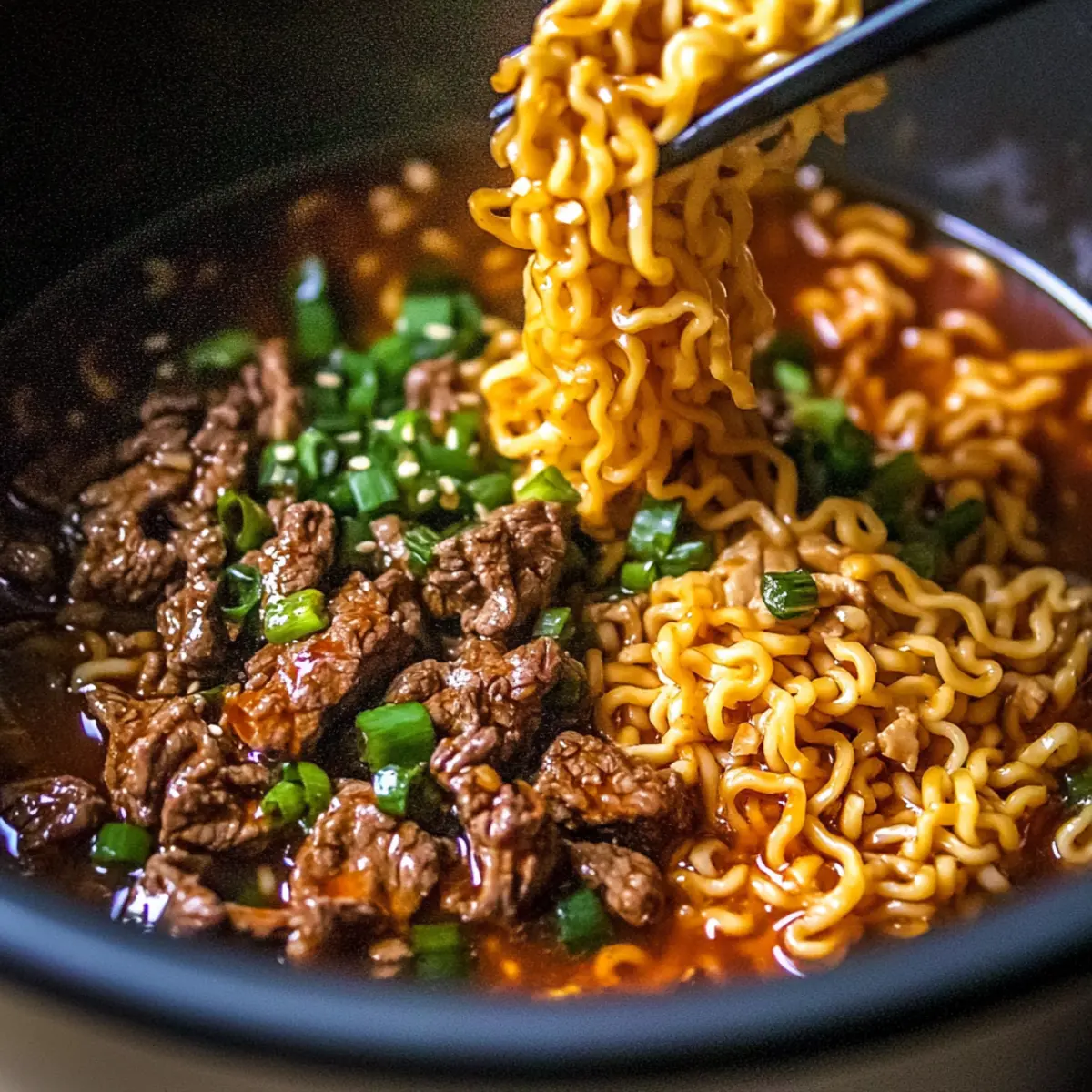 Slow Cooker Beef Ramen Noodles
