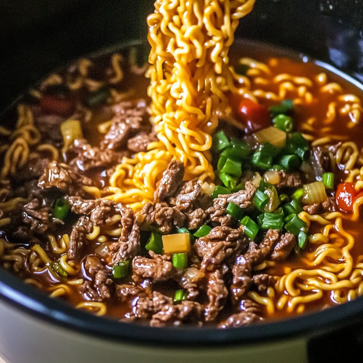 Slow Cooker Beef Ramen Noodles
