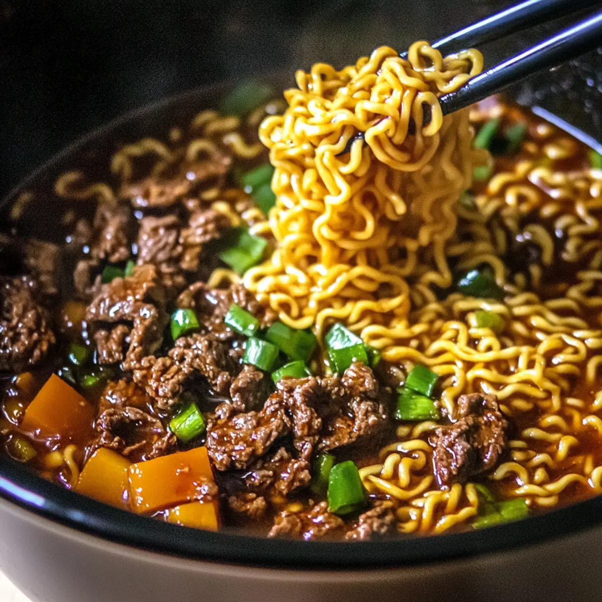 Slow Cooker Beef Ramen Noodles