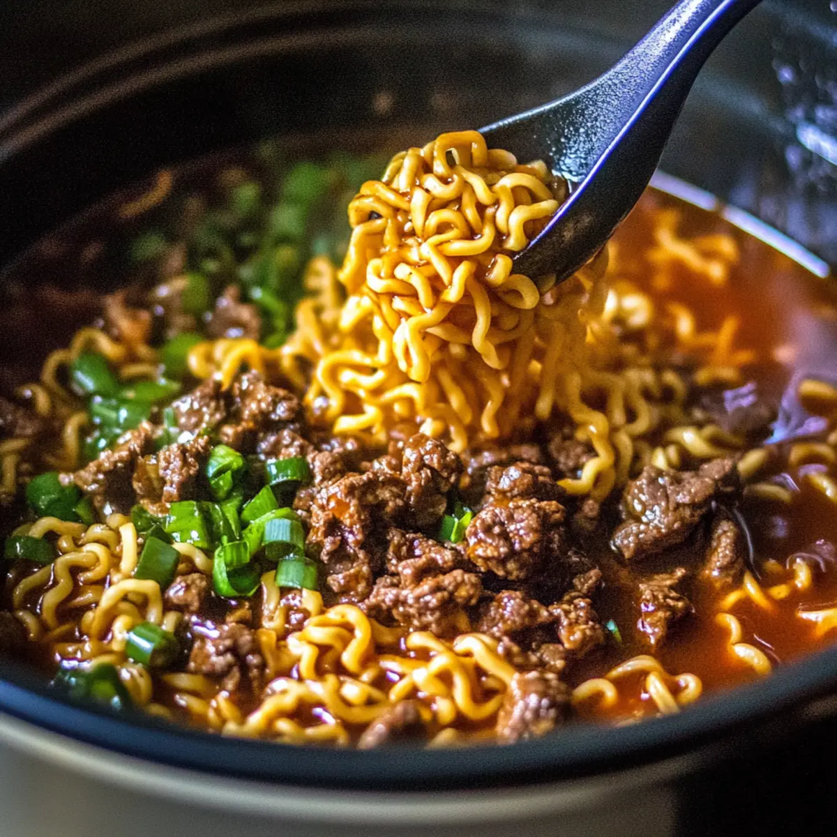 Slow Cooker Beef Ramen Noodles