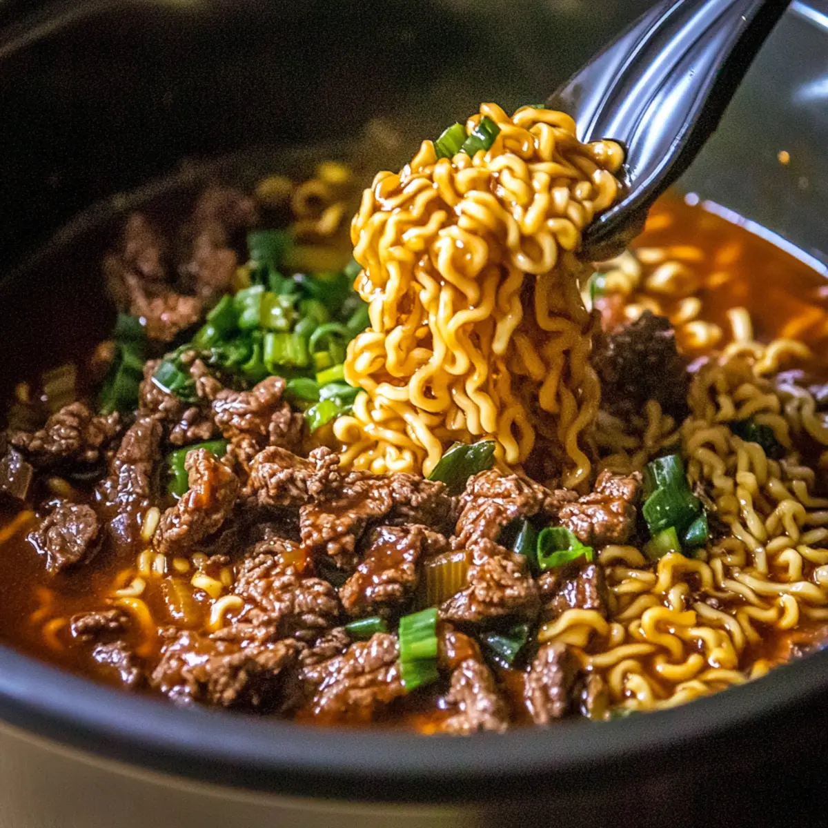 Slow Cooker Beef Ramen Noodles