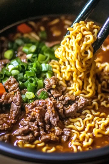 Slow Cooker Beef Ramen Noodles