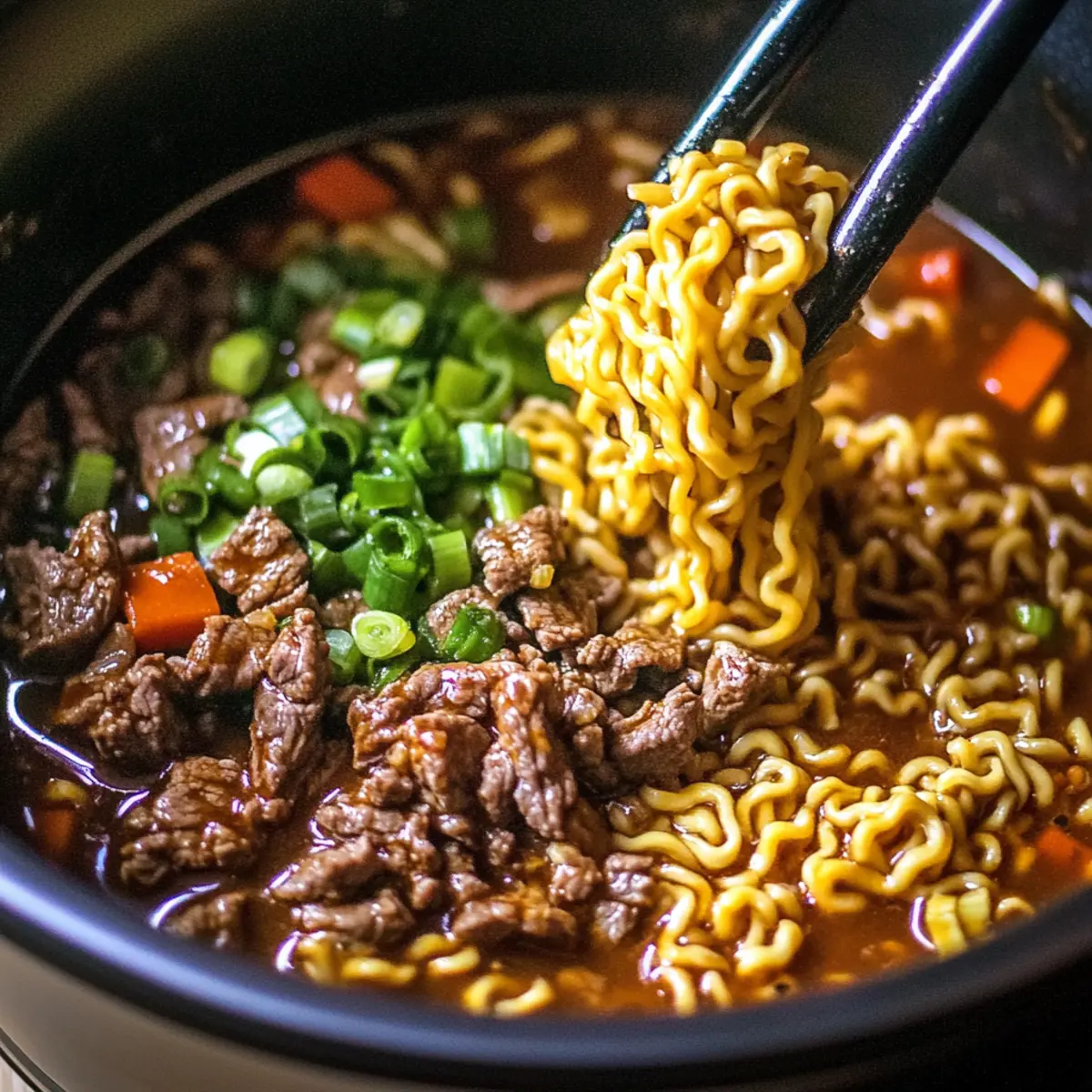 Slow Cooker Beef Ramen Noodles