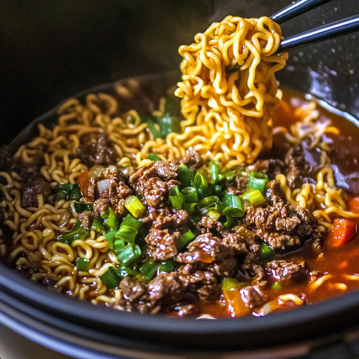 Slow Cooker Beef Ramen Noodles