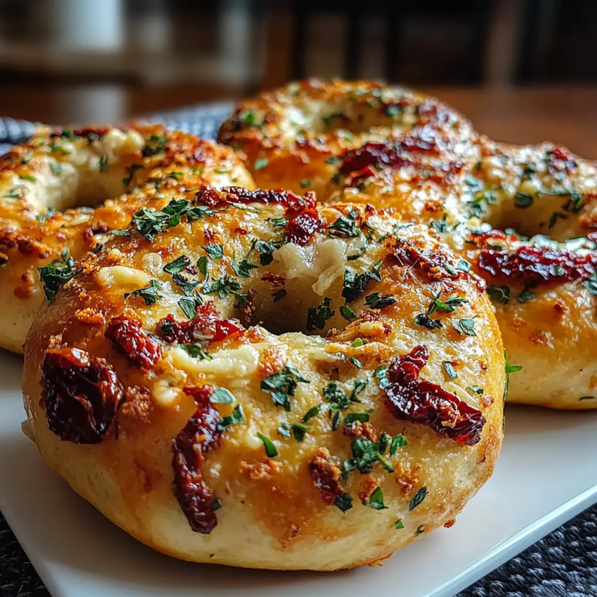 Sourdough Sun Dried Tomato Bagels with Herbs and Cheese