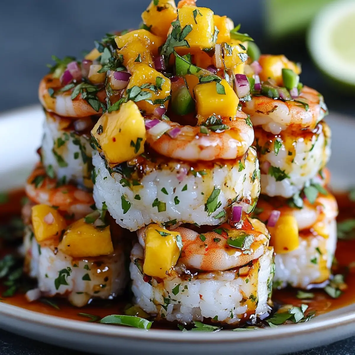 Spicy Shrimp Stacks with Mango Salsa