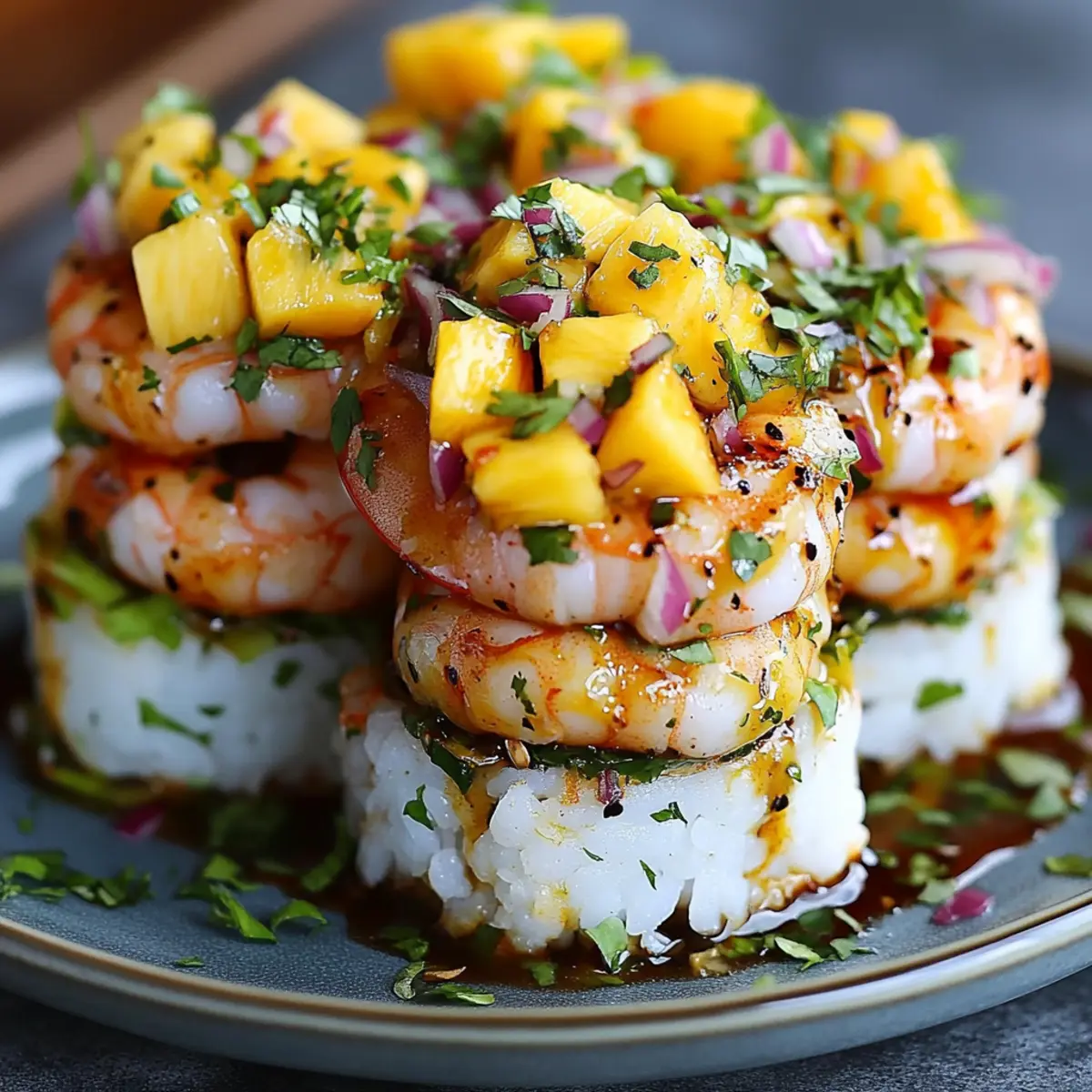 Spicy Shrimp Stacks with Mango Salsa