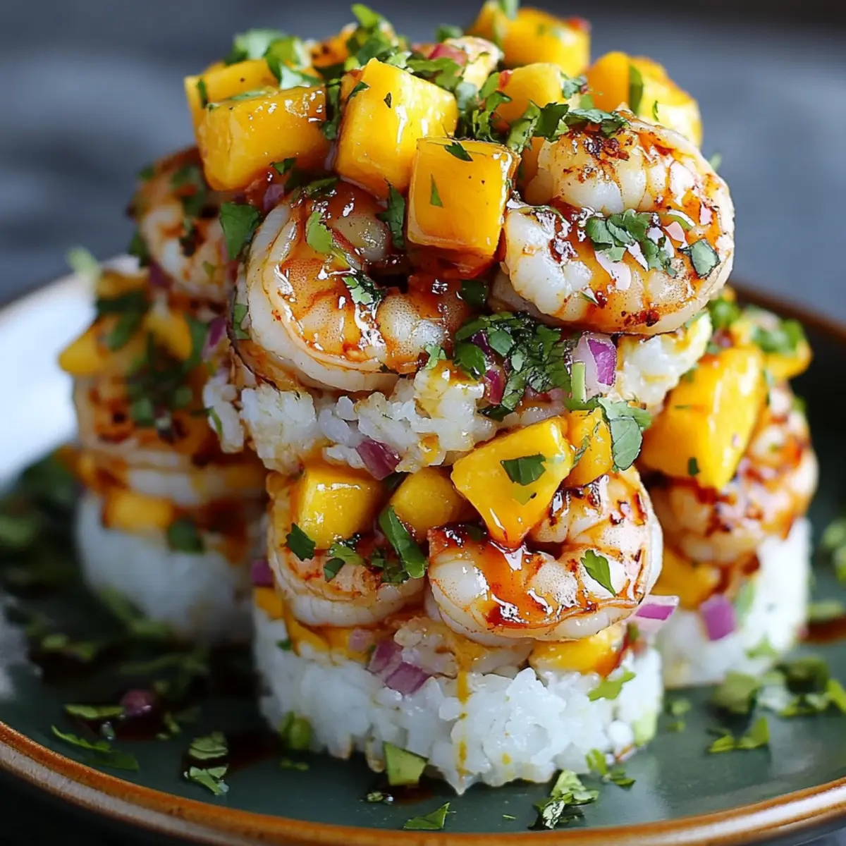 Spicy Shrimp Stacks with Mango Salsa