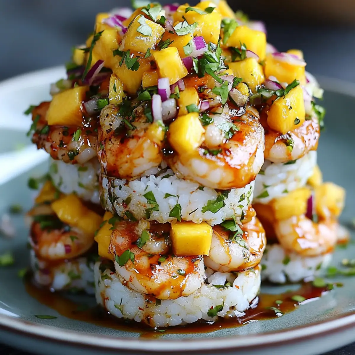 Spicy Shrimp Stacks with Mango Salsa